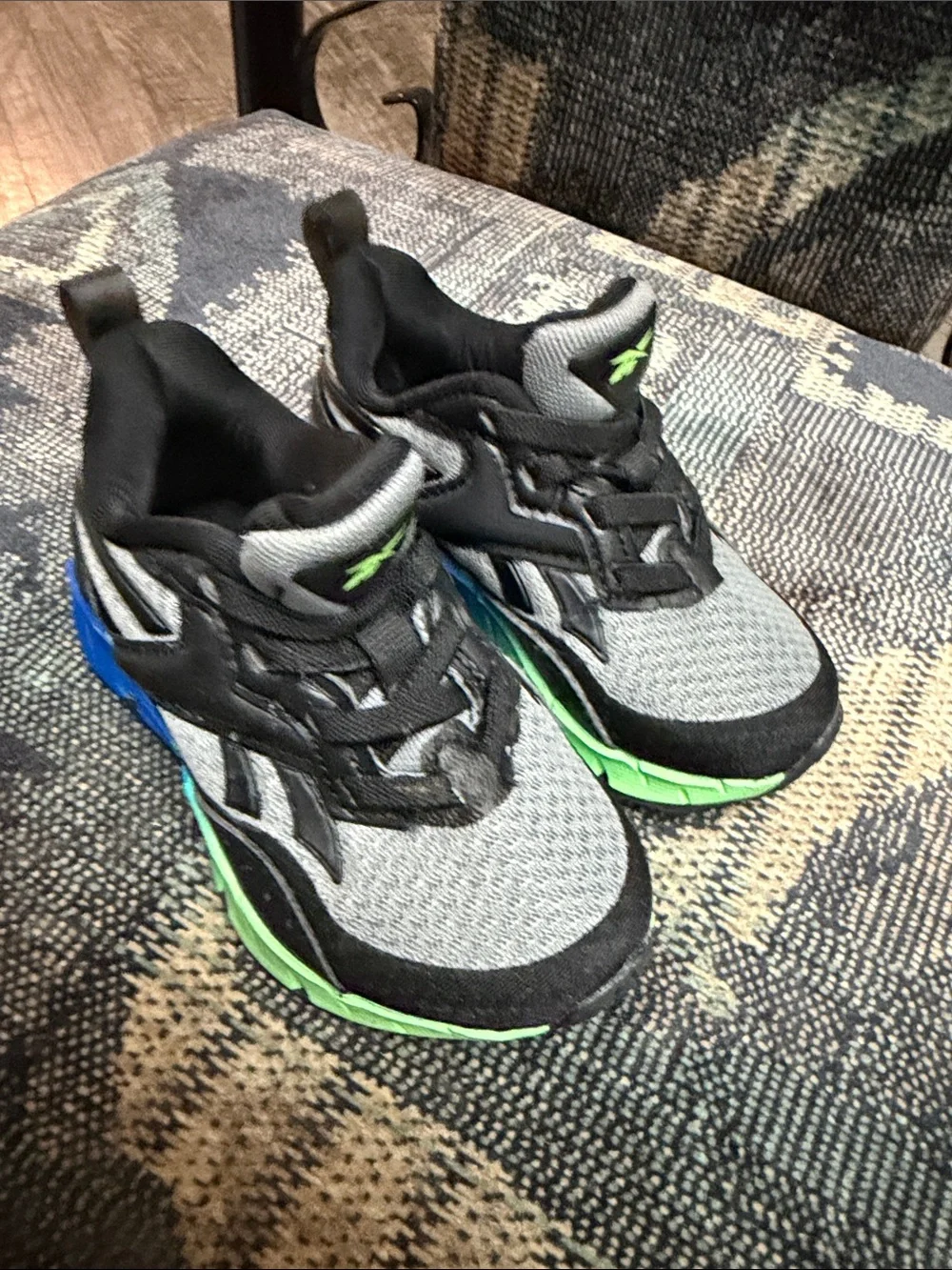 Reebok Kids Gray, Black and Blue Athletic Sneakers